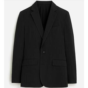 J.CREW | Black Ludlow Slim-fit unstructured suit jacket seersucker Blazer | 38R
